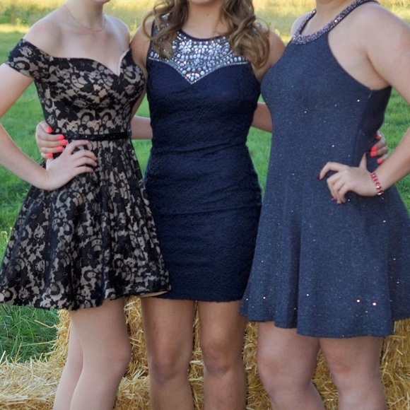 B Darlin Dresses & Skirts - Navy Blue, Lace Short Dress